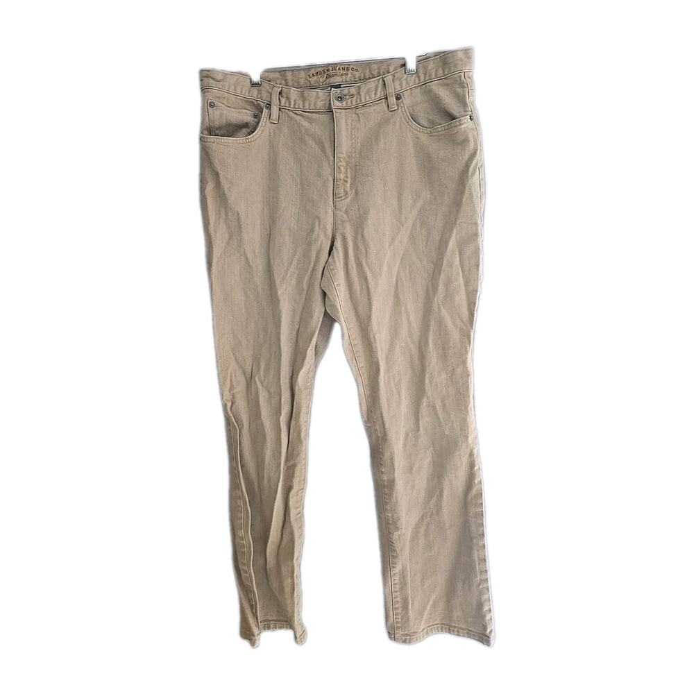 Lauren Jeans Co Beige‎ Classic Straight Stretch High Rise Jeans Womans Size 16